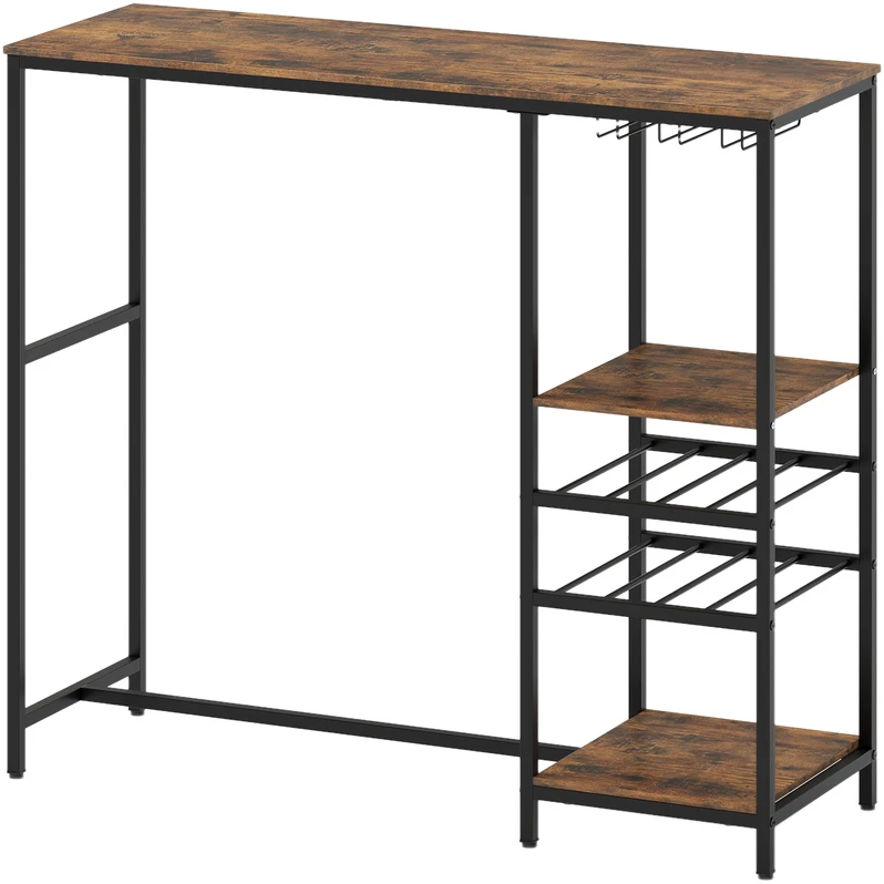 Promotion 121 cm ilgas baro stalas su lentynomis - Rustic Brown