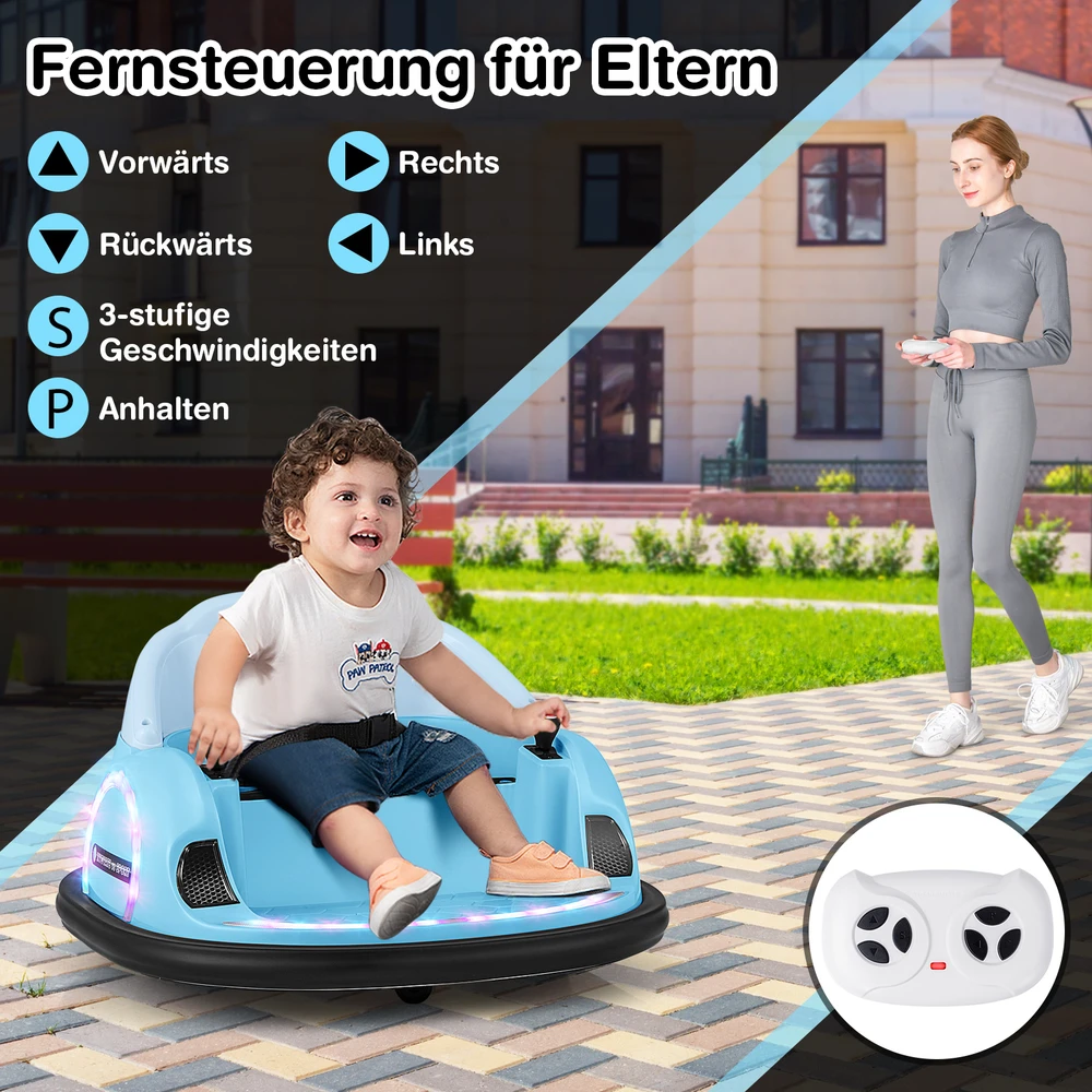 Promotion 12V Vaikių Paspiriamas Pusiau Elektrinis Automobilis Mėlynas