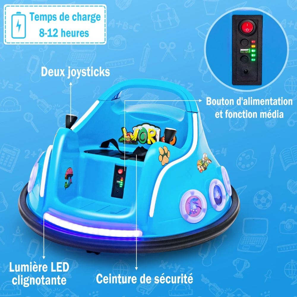 Promotion 12V vaikų buferinis automobilis 360° mėlynas