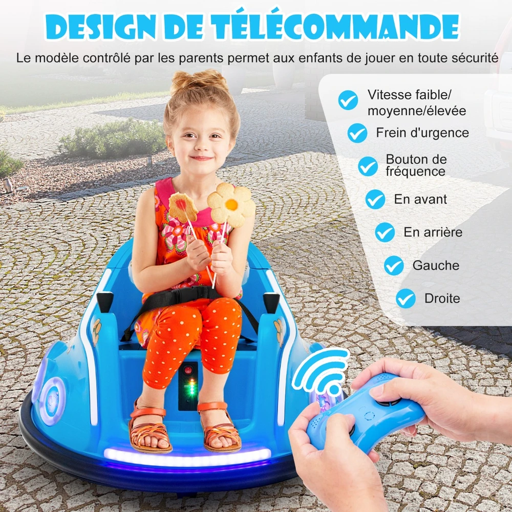 Promotion 12V vaikų buferinis automobilis 360° mėlynas