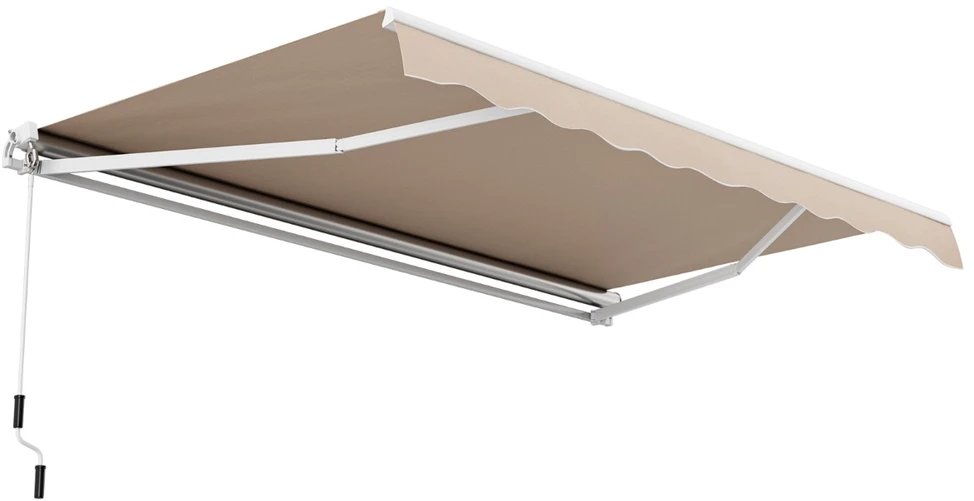 Promotion 13 x 8 pėdų ištraukiama terasos markizė, aliuminis, smėlio spalvos