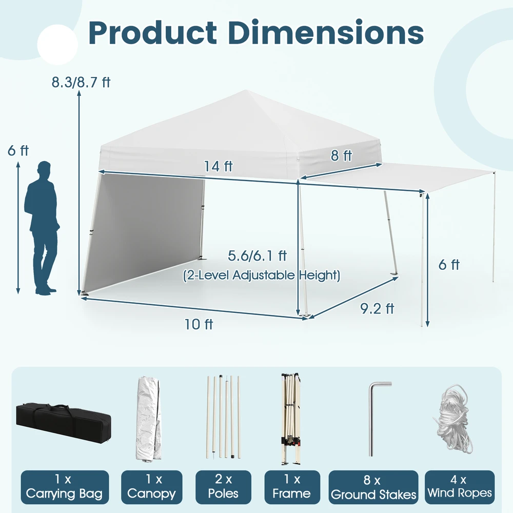 Promotion 14 x 9.2 pėdų sulankstomas palapinės pavėsis baltas