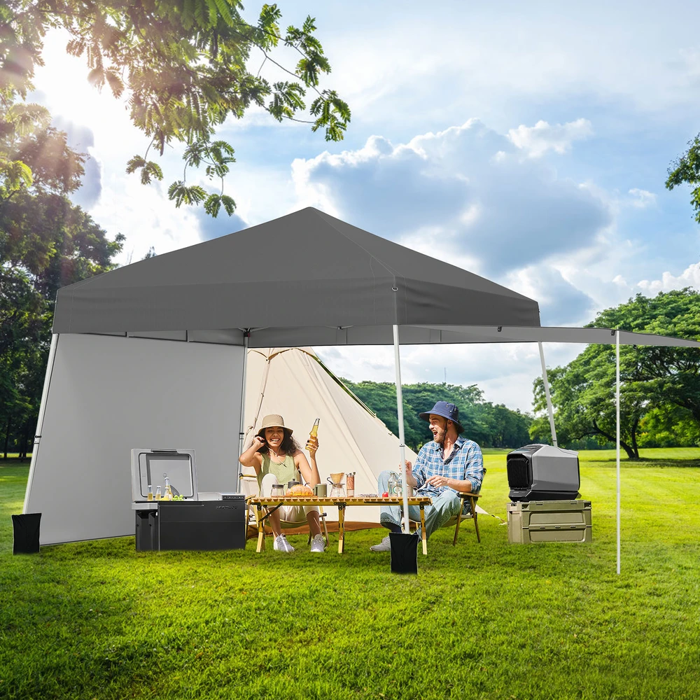 Promotion 14 x 9.2 pėdų sulankstomas palapinės pavėsis pilkas