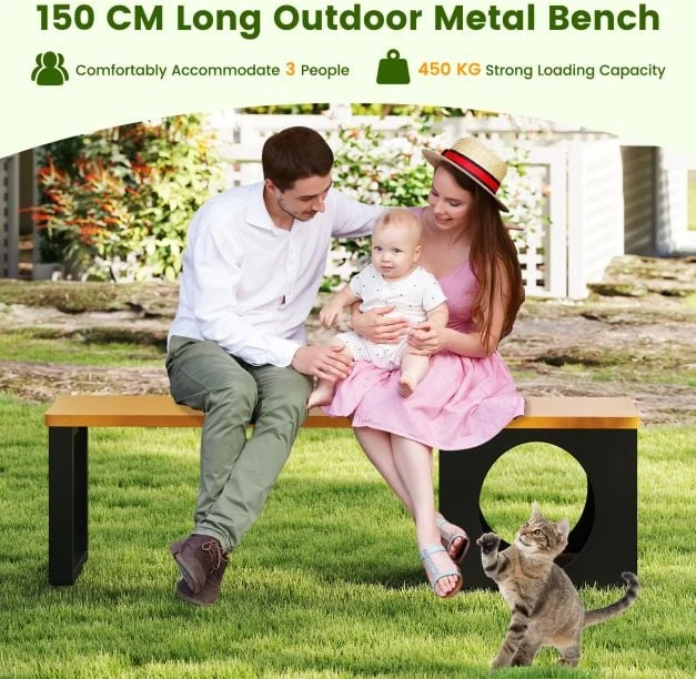 Promotion 150 cm ilgio metalinis suoliukas su kačių nameliu