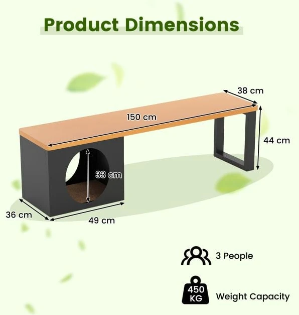 Promotion 150 cm ilgio metalinis suoliukas su kačių nameliu