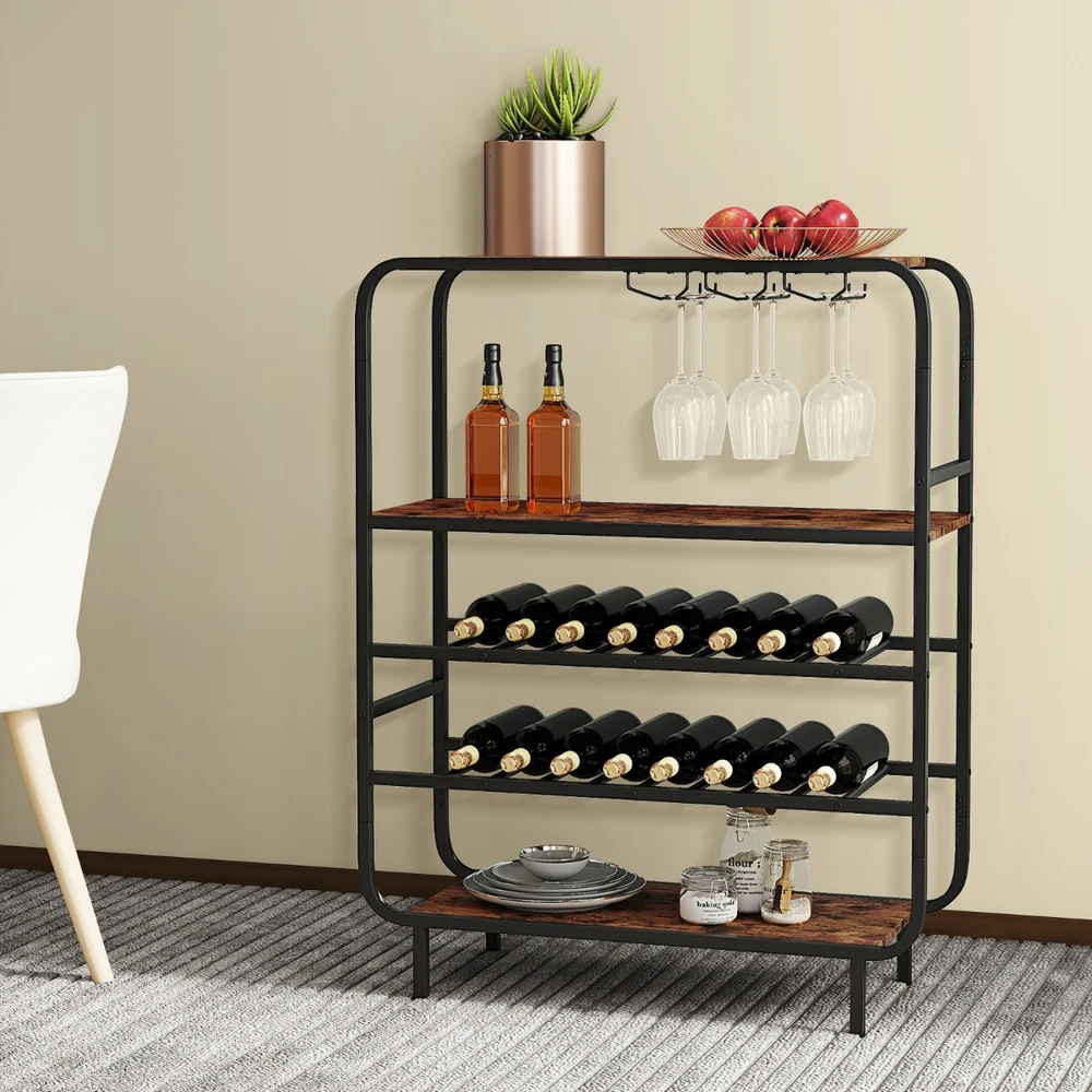 Promotion 16 butelių vyno stovas, 5 aukštų, metalinis