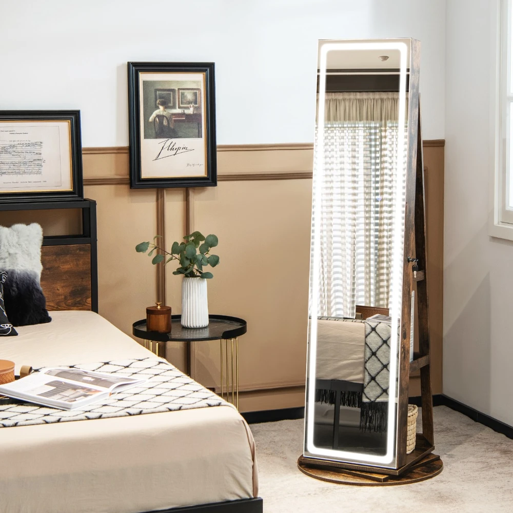 Promotion 160 cm Užrakinama Papuošalų Spintelė su LED Veidrodžiu, Vintage