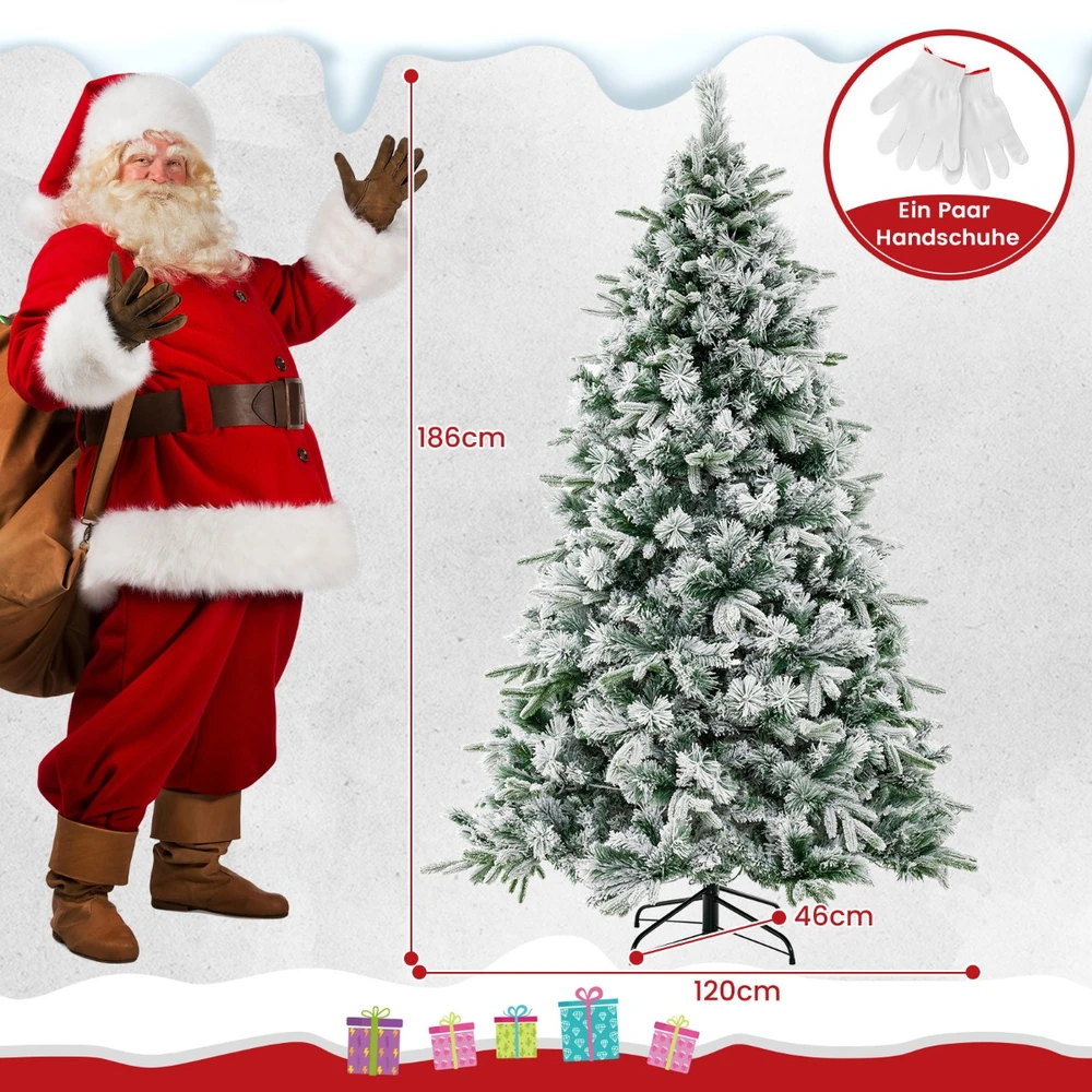Koduva 180 cm Dirbtinė Kalėdinė Eglutė su Sniegu & 250 LED Švieselių