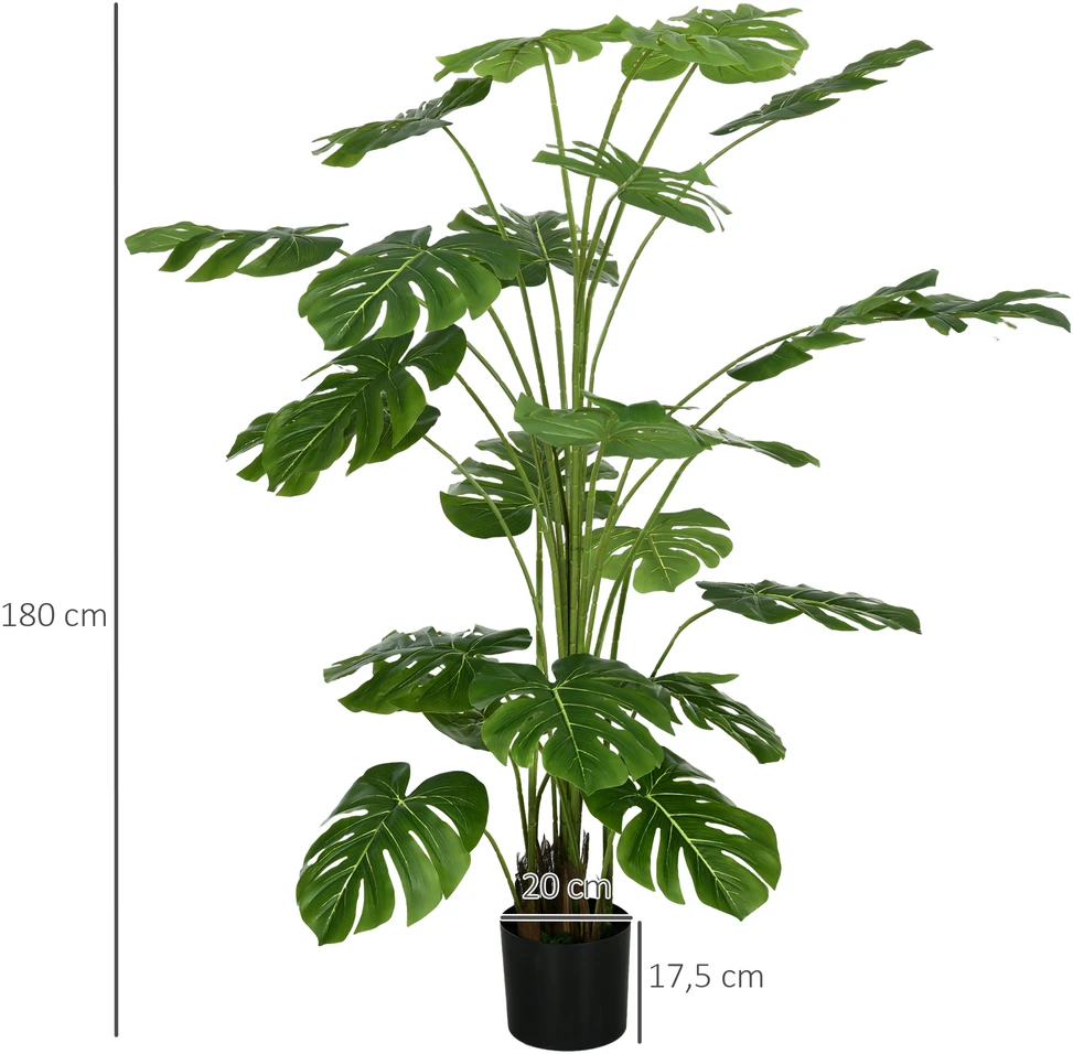 Aosom 180 cm dirbtinis augalas su vazonu, monstera deliciosa, žalias