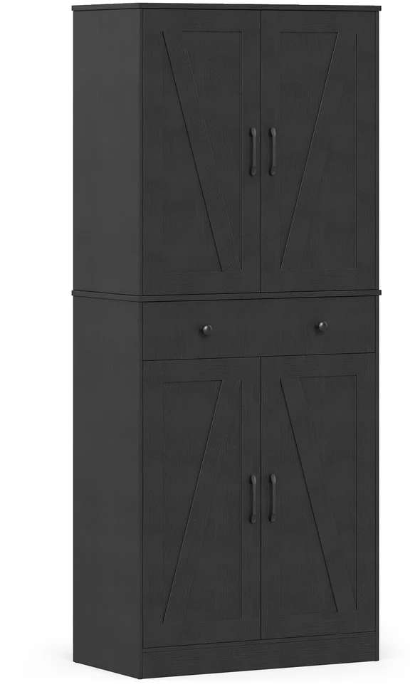 Promotion 183 cm juodas virtuvės spintelė su 4 durimis ir stalčiumi RTJZ10346DK+