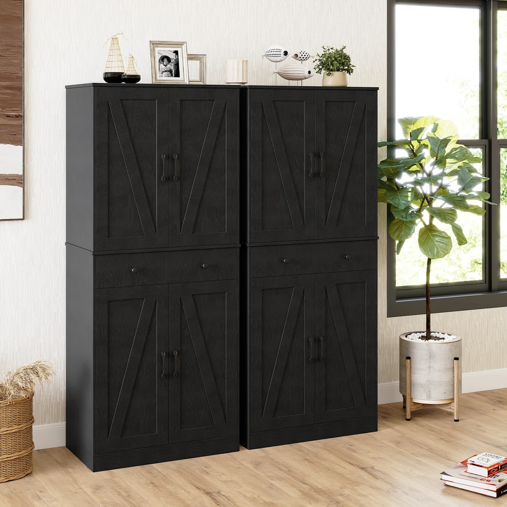 Promotion 183 cm juodas virtuvės spintelė su 4 durimis ir stalčiumi RTJZ10346DK+