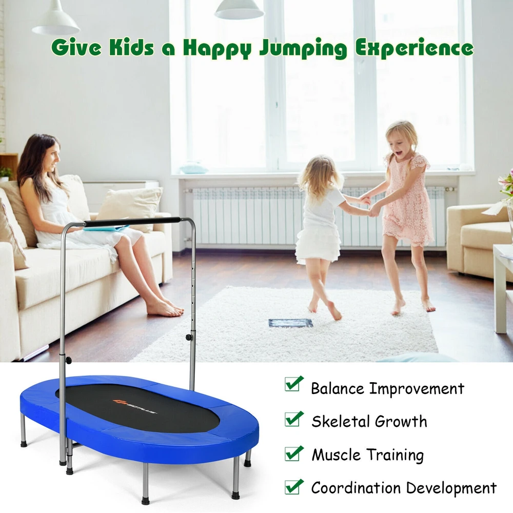 Promotion 2 asmenų sulankstomas mini vaikų fitneso trampolinas - mėlynas