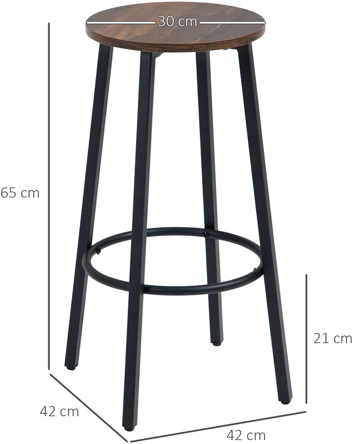Aosom 2 baro kėdžių rinkinys, industrinis dizainas, metalinis rėmas, kojų atrama, 42 x 42 x 65 cm