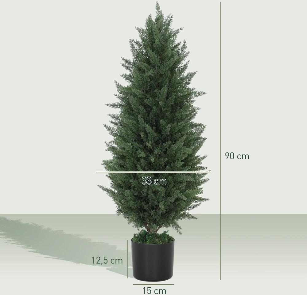 Aosom 2 dalių dirbtinių kiparisų rinkinys, žali, 90 cm
