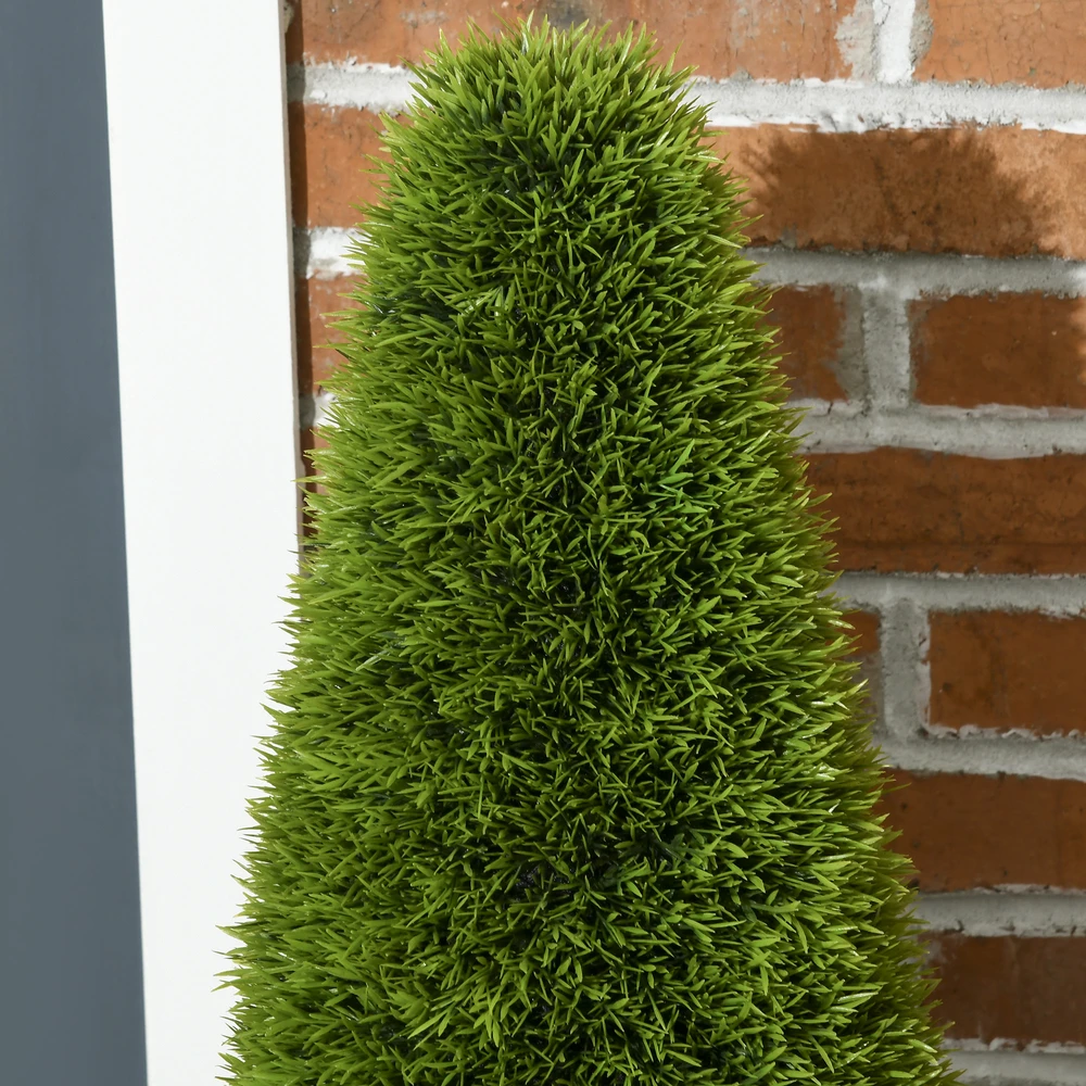Aosom 2 dalių dirbtinių kiparisų rinkinys su vazonu ir dirbtinėmis samanomis, žalia + balta, 90 cm