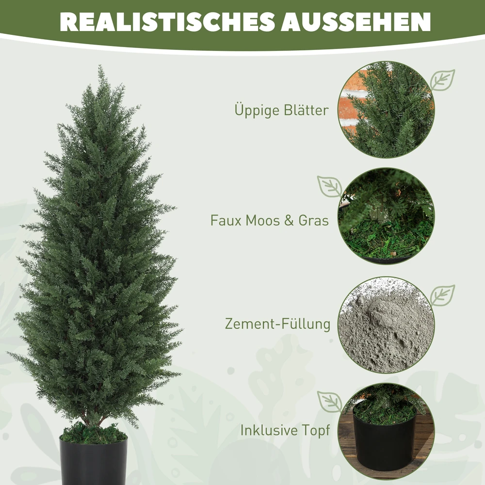 Aosom 2 dalių dirbtinių kiparisų rinkinys, žali, 90 cm