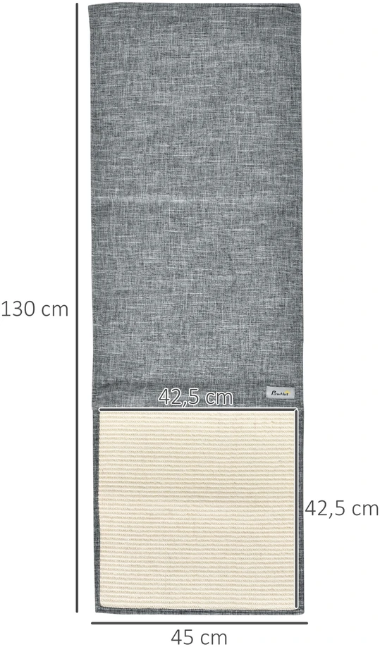 Aosom 2 dalių kačių draskyklės kilimėlių rinkinys, sizalis, pilkas, 130 x 45 x 0,3 cm