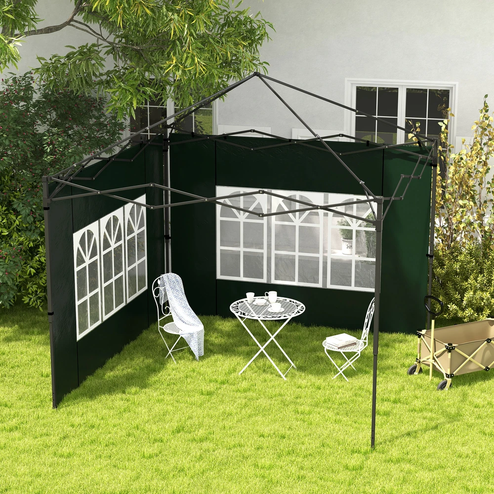 Aosom 2 dalių pavėsinės šoninių sienelių rinkinys, 3 x 3 m / 3 x 6 m, tamsiai žalias