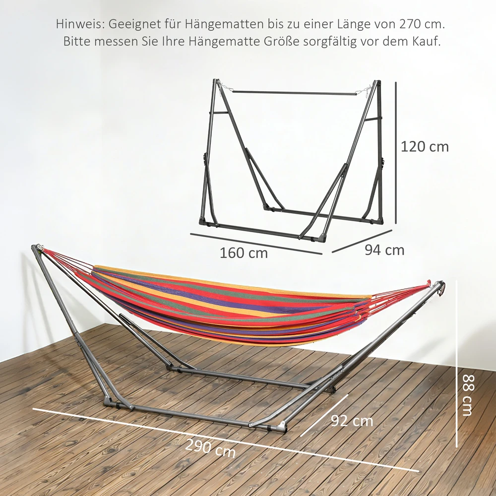 Aosom 2-in-1 hamako stovas, juodas / sidabrinis, 290 x 92 x 88 cm