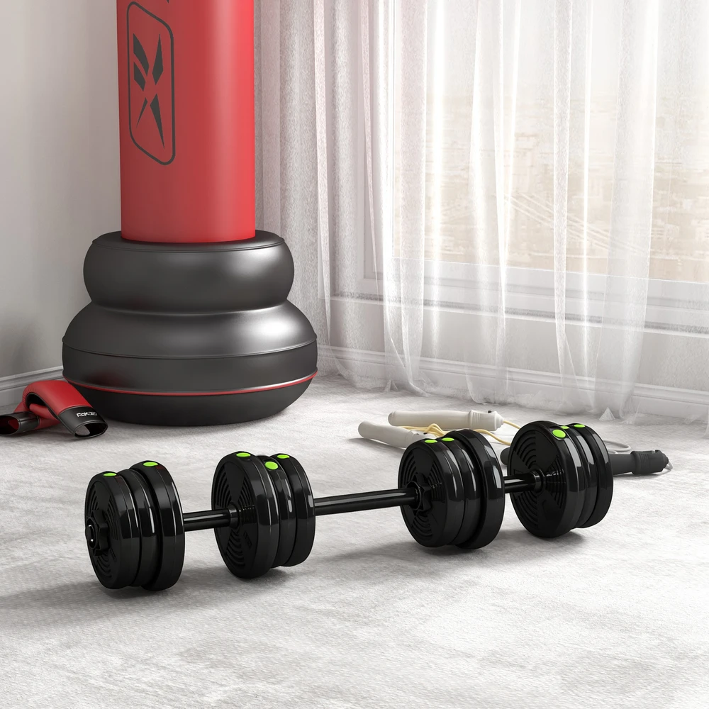 Aosom 2-in-1 hantelių rinkinys, 20 kg, juodas/žalias