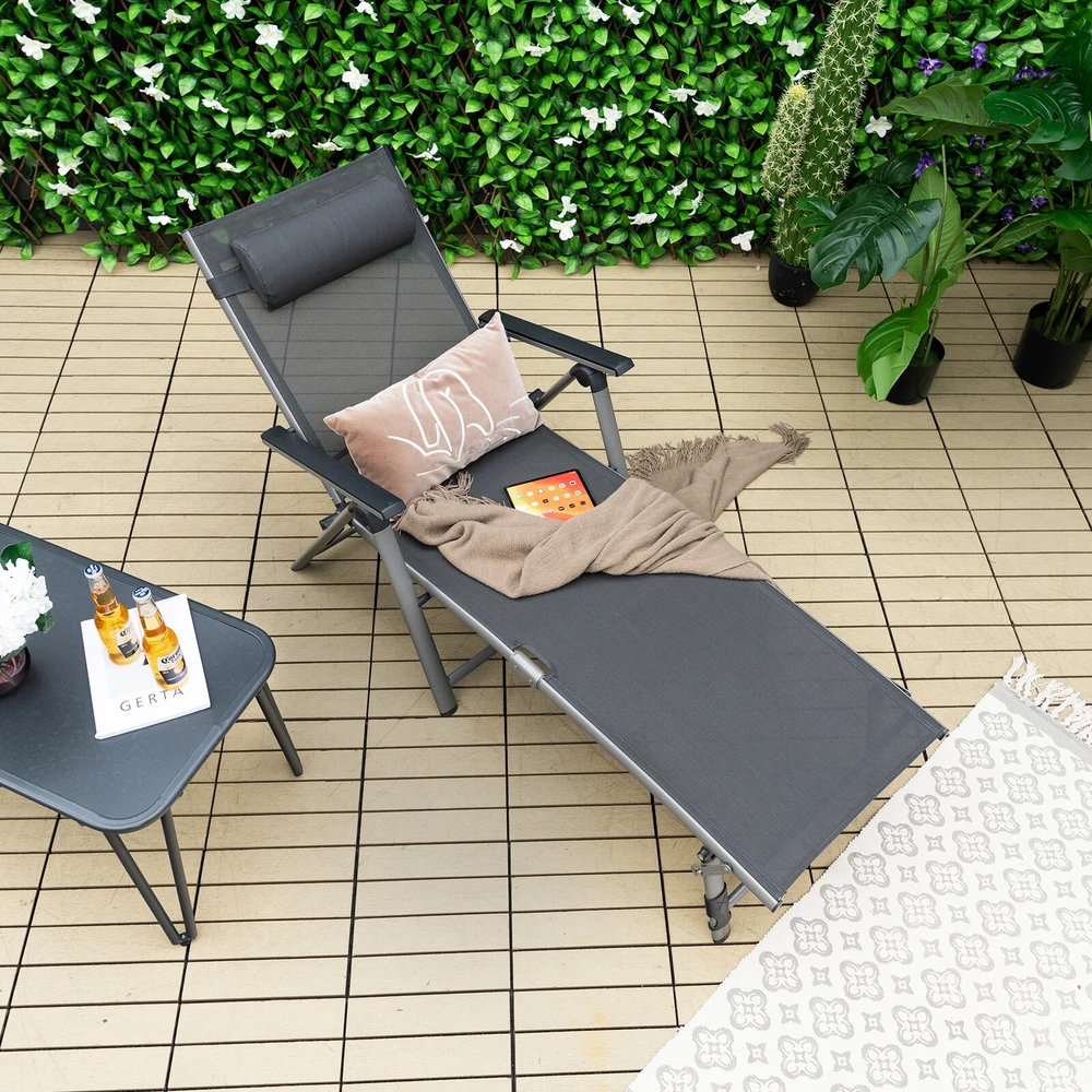 Koduva 2 lauko gultų rinkinys, sulankstomos, juodos, aliuminis, 136-180 x 67 x 70-95 cm