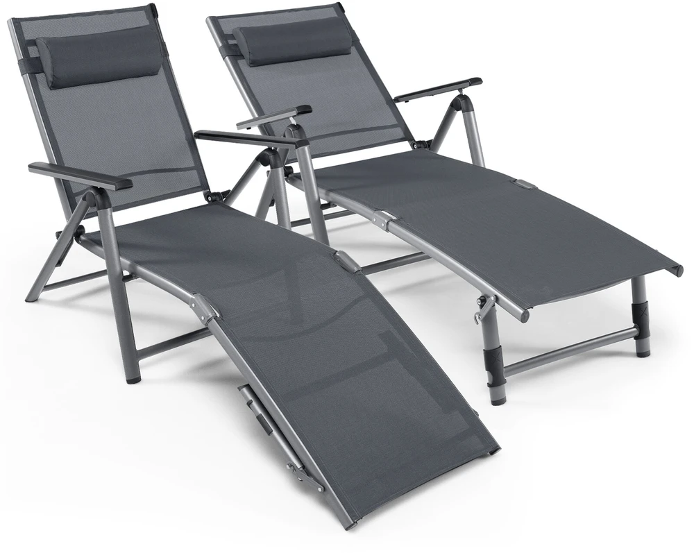 Koduva 2 lauko gultų rinkinys, sulankstomos, juodos, aliuminis, 136-180 x 67 x 70-95 cm