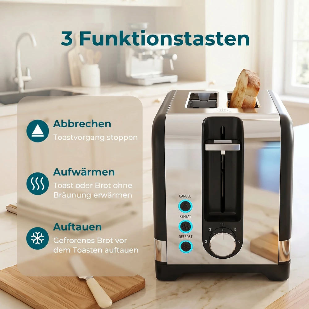 Aosom 2 riekelių skrudintuvas, 7 skrudinimo lygiai, juodas, 930 W