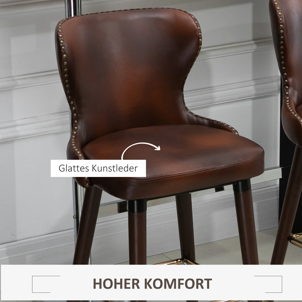 Aosom 2 rudų baro kėdžių komplektas su atlošais, sėdynės aukštis 71 cm