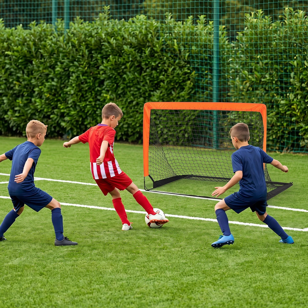 Koduva 2 vaikiškų futbolo vartų rinkinys, stiklo pluošto strypai, oranžinė, 120 x 96 x 96 cm