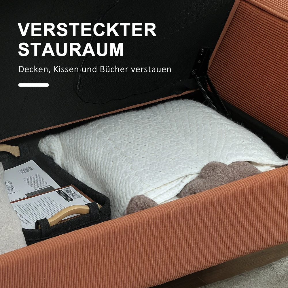 Aosom 2-vietė sofa su daiktadėže, oranžinė, 117 x 63 x 79 cm