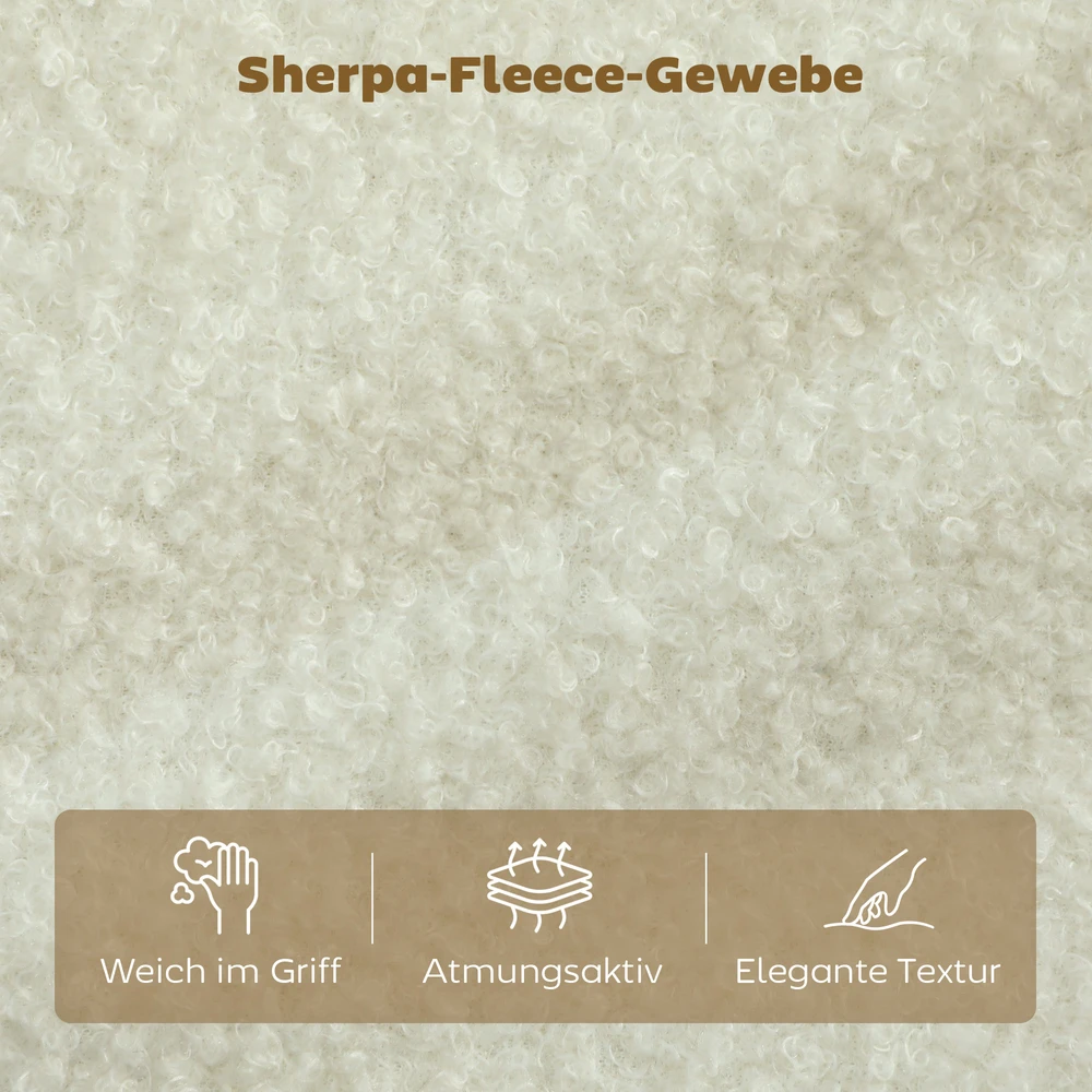Aosom 2-vietė sofa su Sherpa fleece tipo apmušalu, kreminė balta, 137 cm