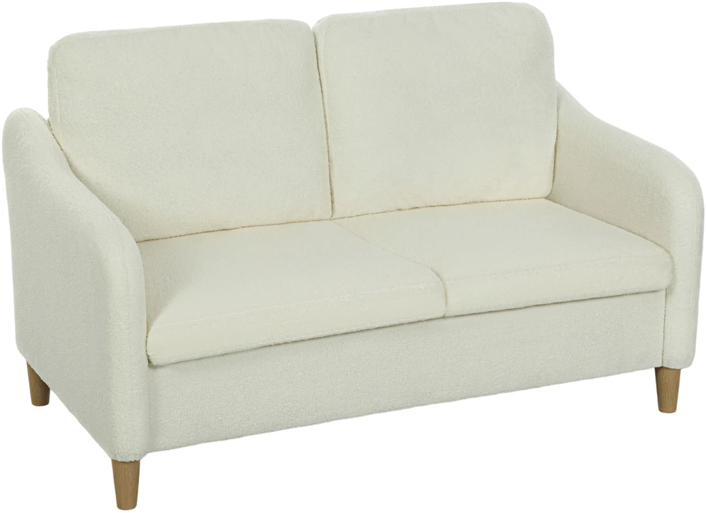 Koduva 2-vietė sofa su Sherpa fleece tipo apmušalu, kreminė balta, 137 cm