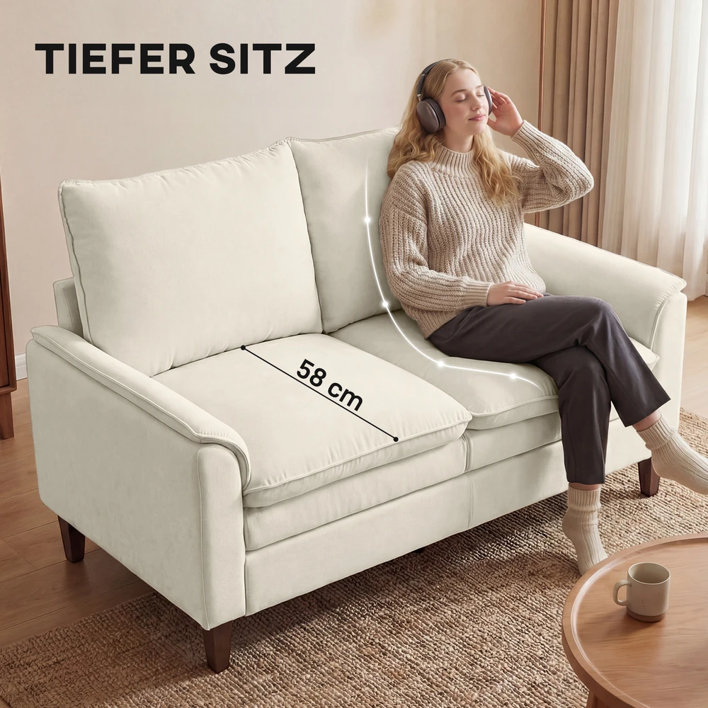 Aosom 2 vietų sofa, 146 cm, kreminė