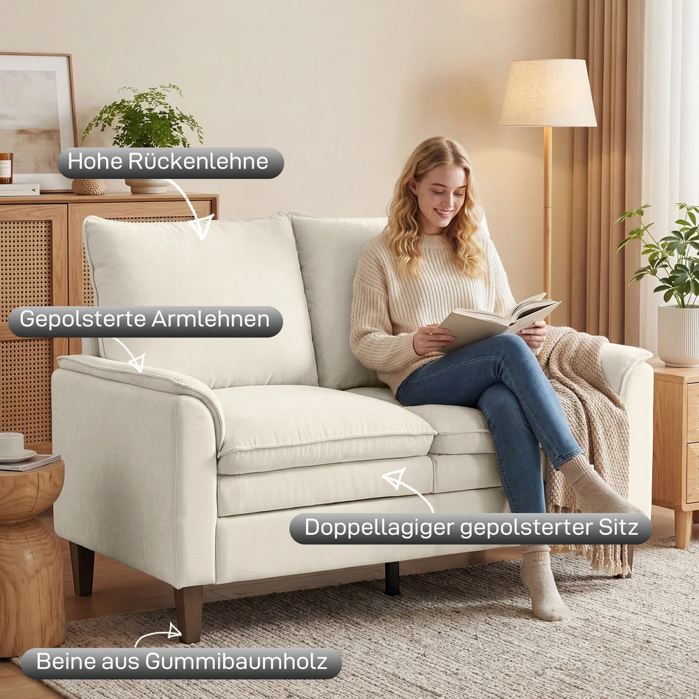 Aosom 2 vietų sofa, 146 cm, kreminė