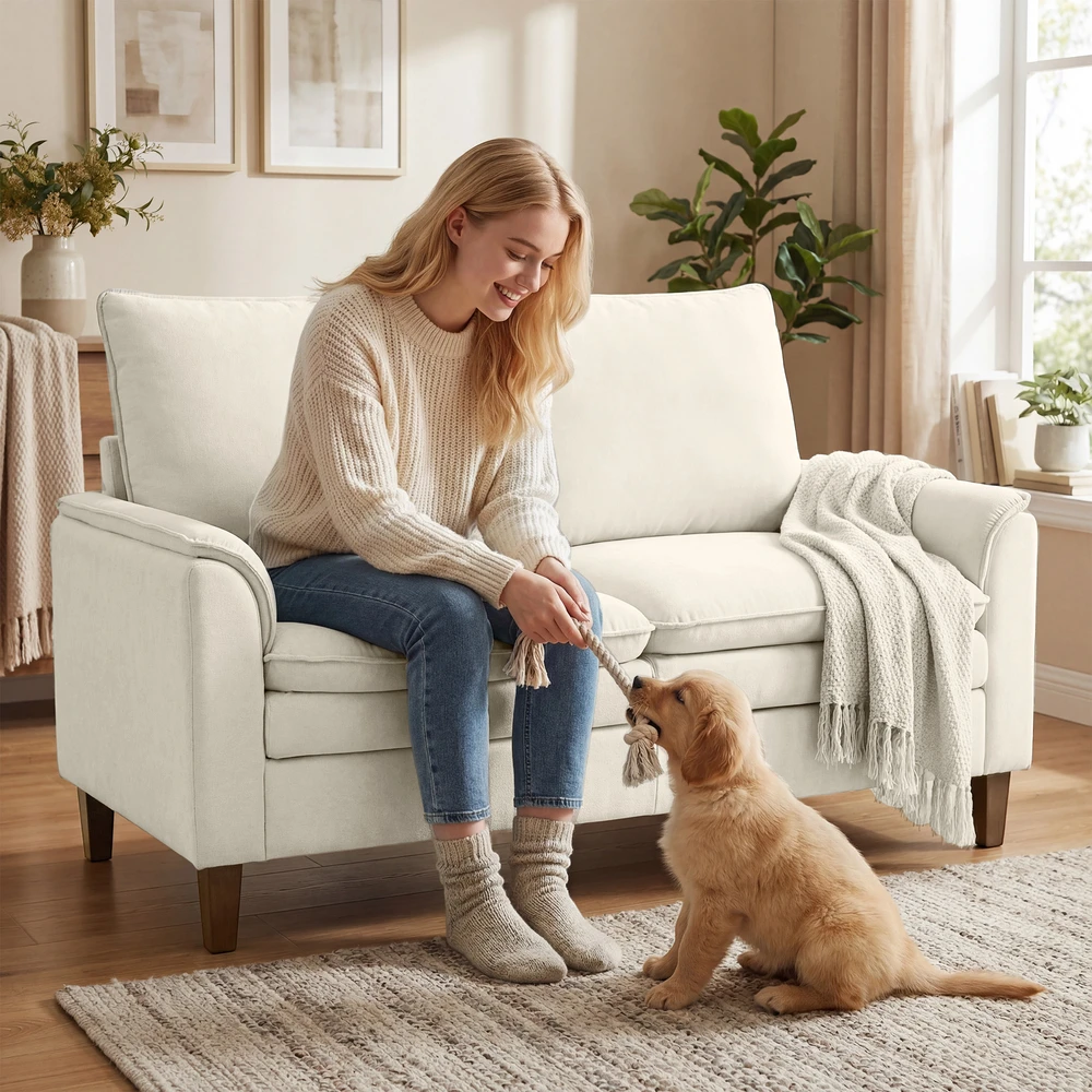 Aosom 2 vietų sofa, 146 cm, kreminė