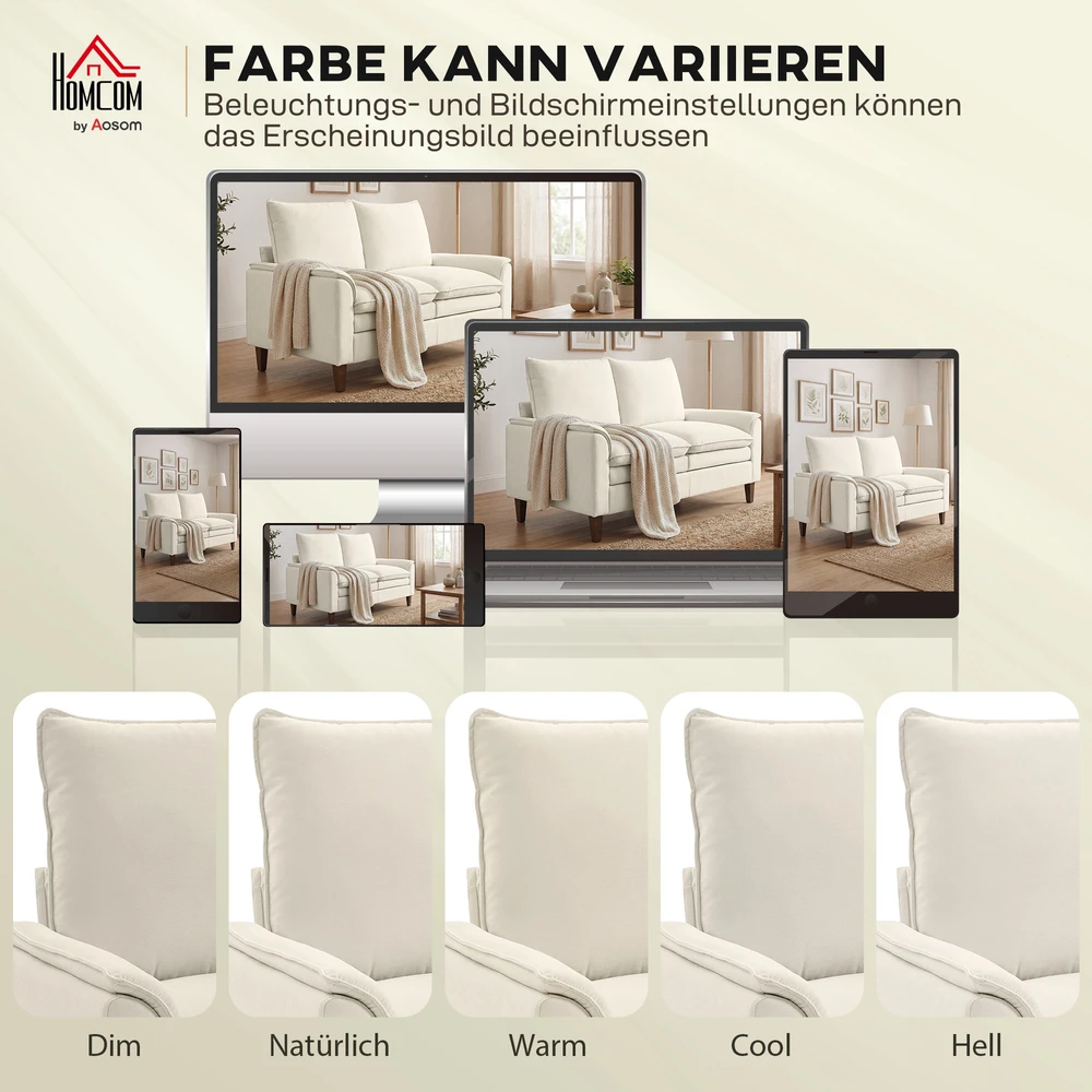 Aosom 2 vietų sofa, 146 cm, kreminė
