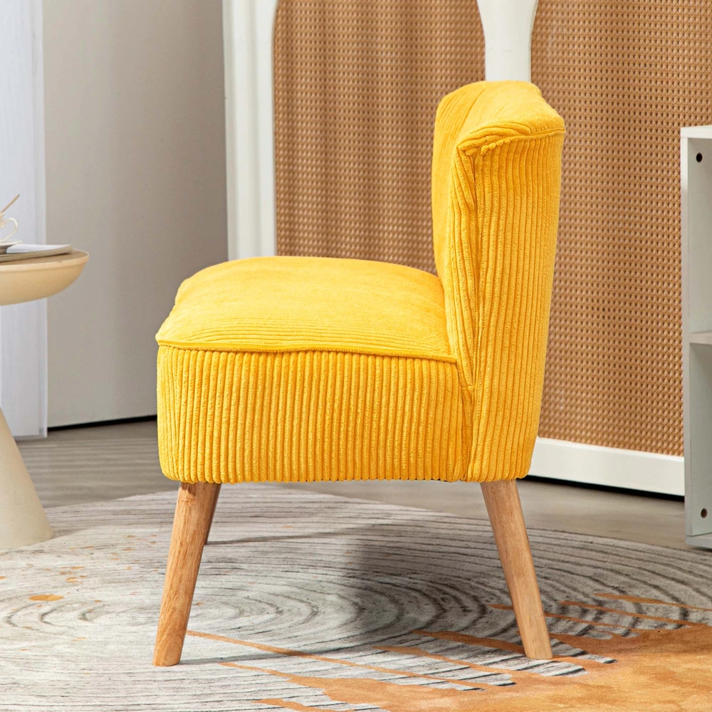 Aosom 2 vietų sofa, elegantiškas skandinaviškas dizainas, medinis rėmas, geltona, 117 x 56,5 x 77 cm
