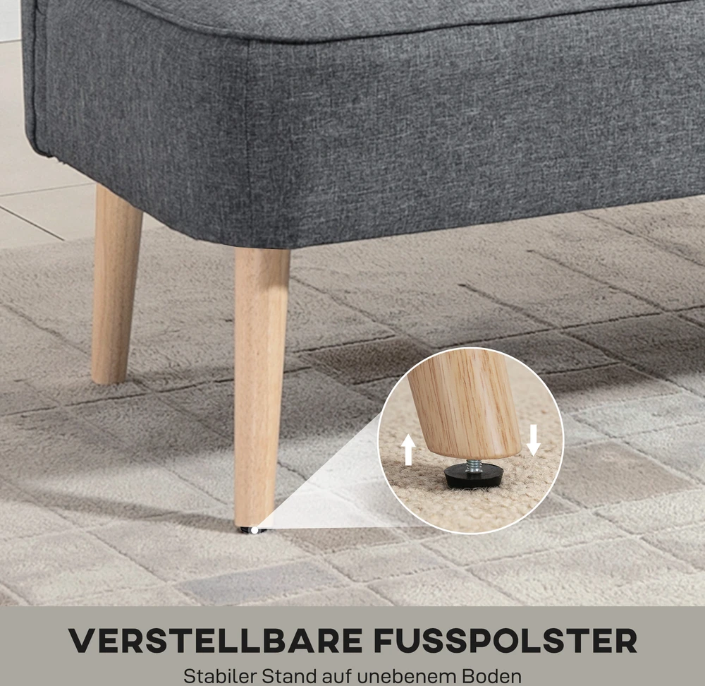 Aosom 2 vietų sofa, pilka, 117 cm, lininės išvaizdos audinys