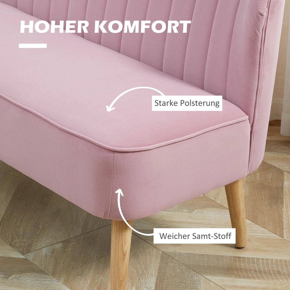 Aosom 2 vietų sofa, rožinė, 117 x 56,5 x 77 cm