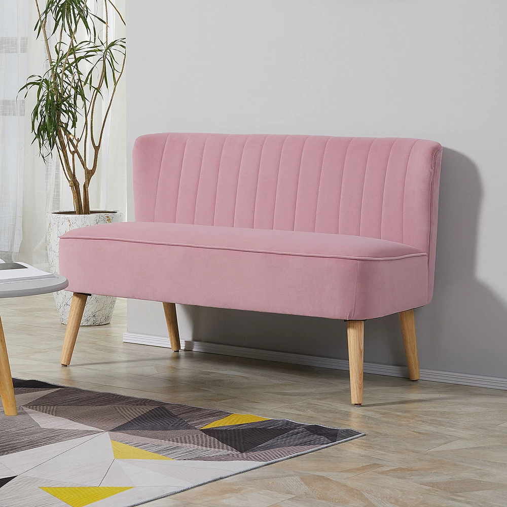 Aosom 2 vietų sofa, rožinė, 117 x 56,5 x 77 cm