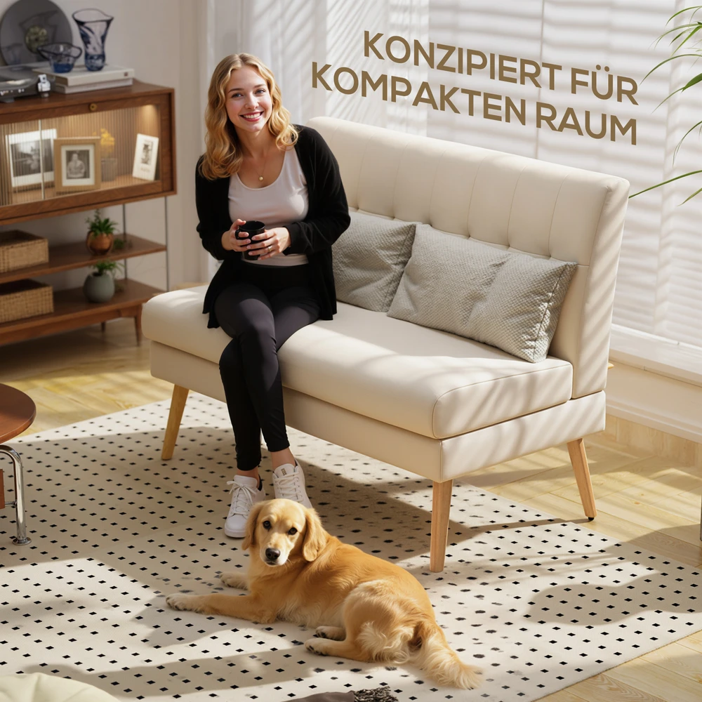 Koduva 2 vietų sofa, smėlio spalvos, 118 x 68 x 90 cm