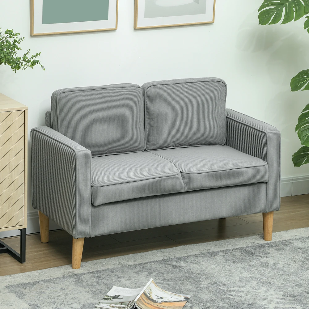 Aosom 2 vietų sofa su daiktų saugykla, šviesiai pilka, 117 x 63 x 79 cm