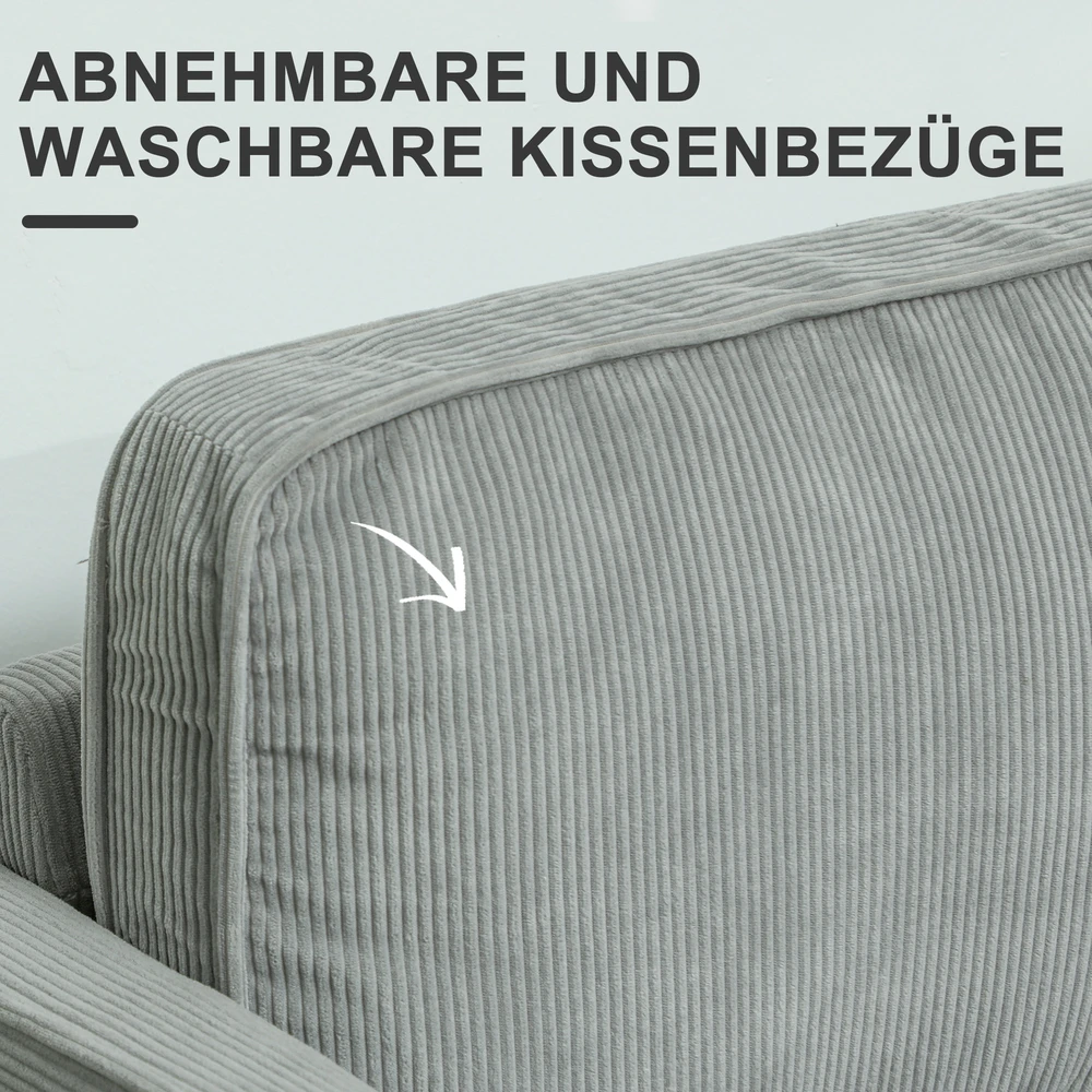 Aosom 2 vietų sofa su daiktų saugykla, šviesiai pilka, 117 x 63 x 79 cm