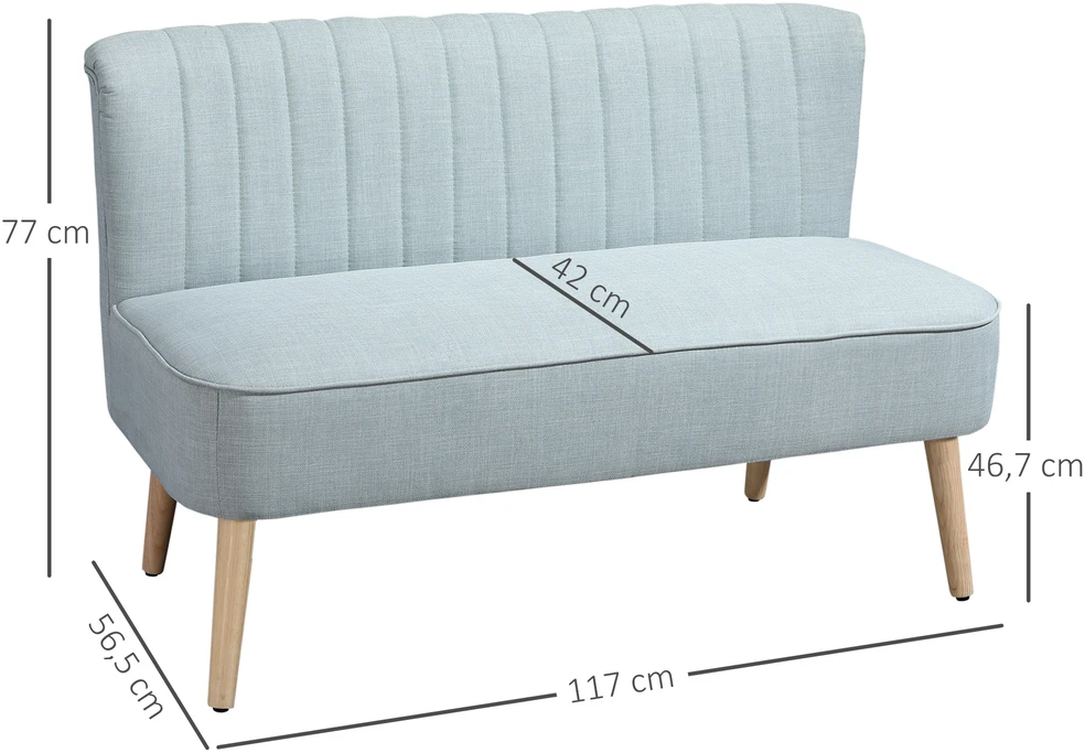 Aosom 2 vietų sofa, šviesiai žalia, 117 x 56,5 x 77 cm, iki 220 kg