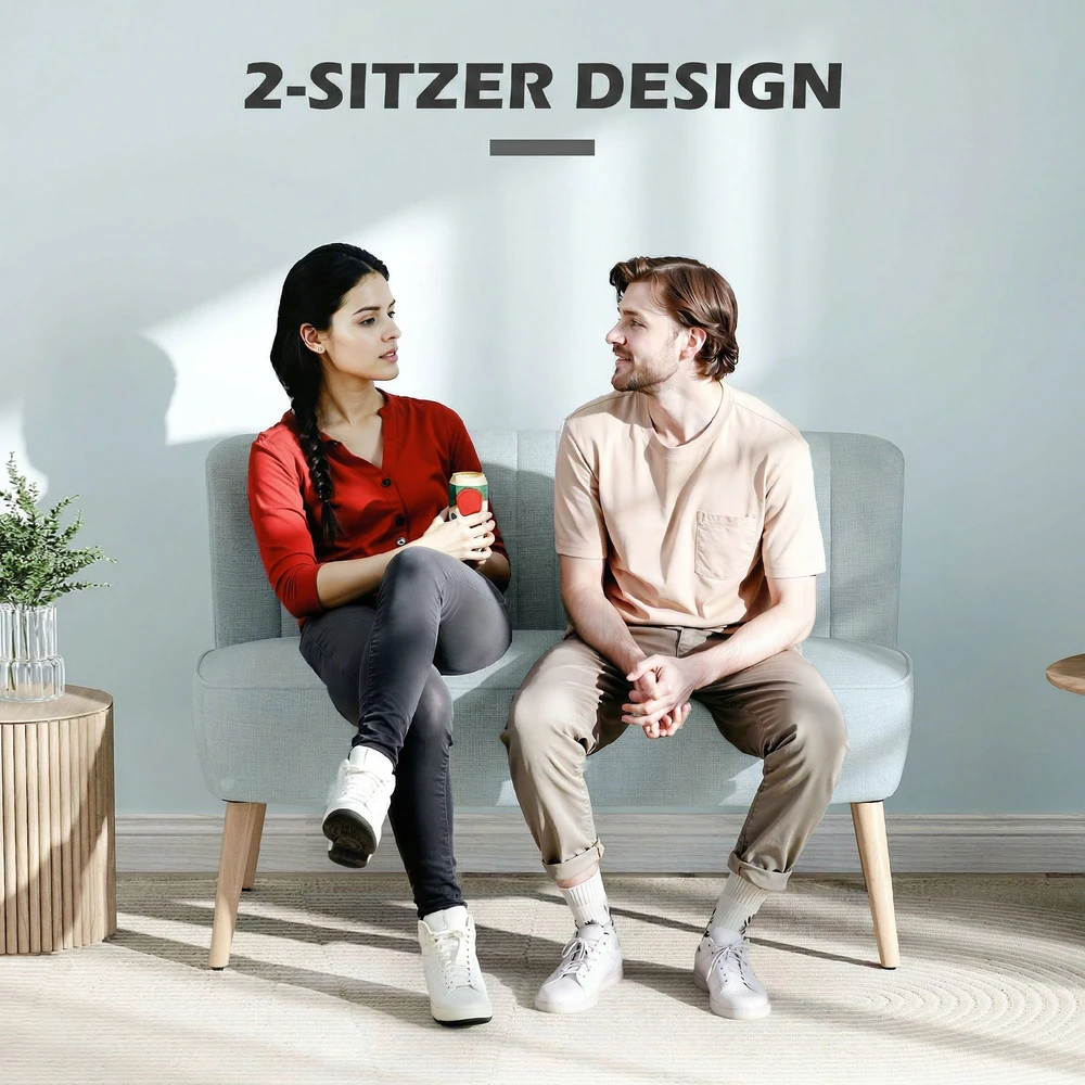 Aosom 2 vietų sofa, šviesiai žalia, 117 x 56,5 x 77 cm, iki 220 kg