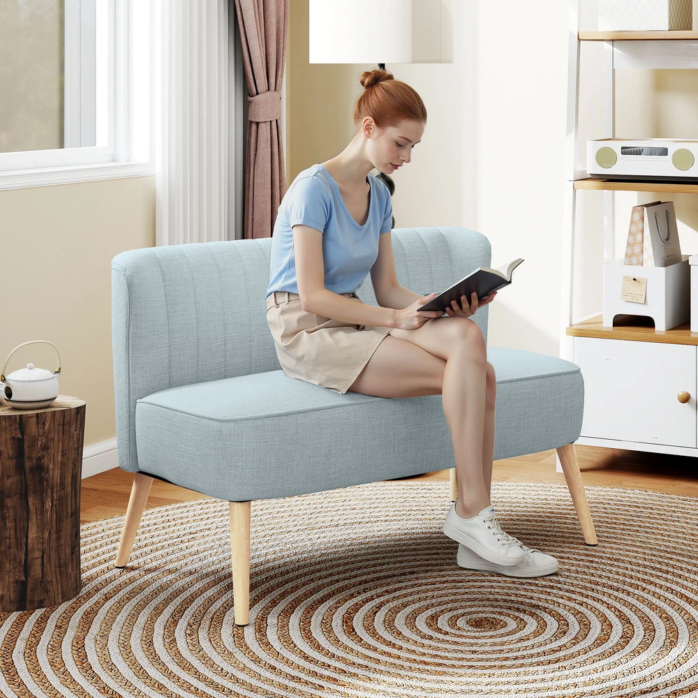 Aosom 2 vietų sofa, šviesiai žalia, 117 x 56,5 x 77 cm, iki 220 kg