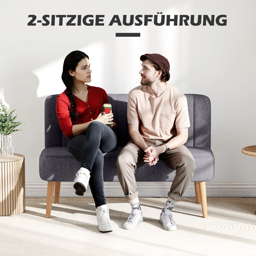 Aosom 2 vietų sofa, tamsiai pilka, 117 x 56,5 x 77 cm