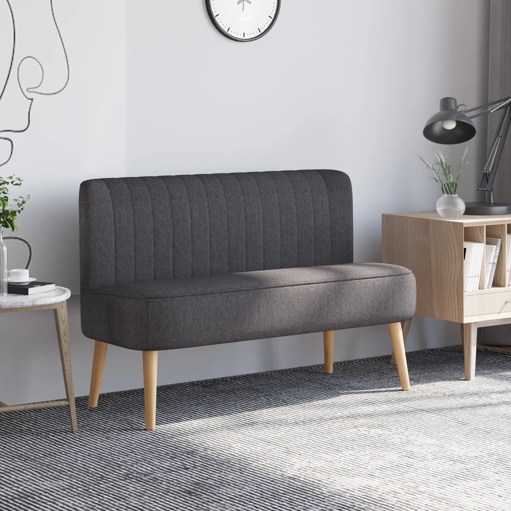 Aosom 2 vietų sofa, tamsiai pilka, 117 x 56,5 x 77 cm