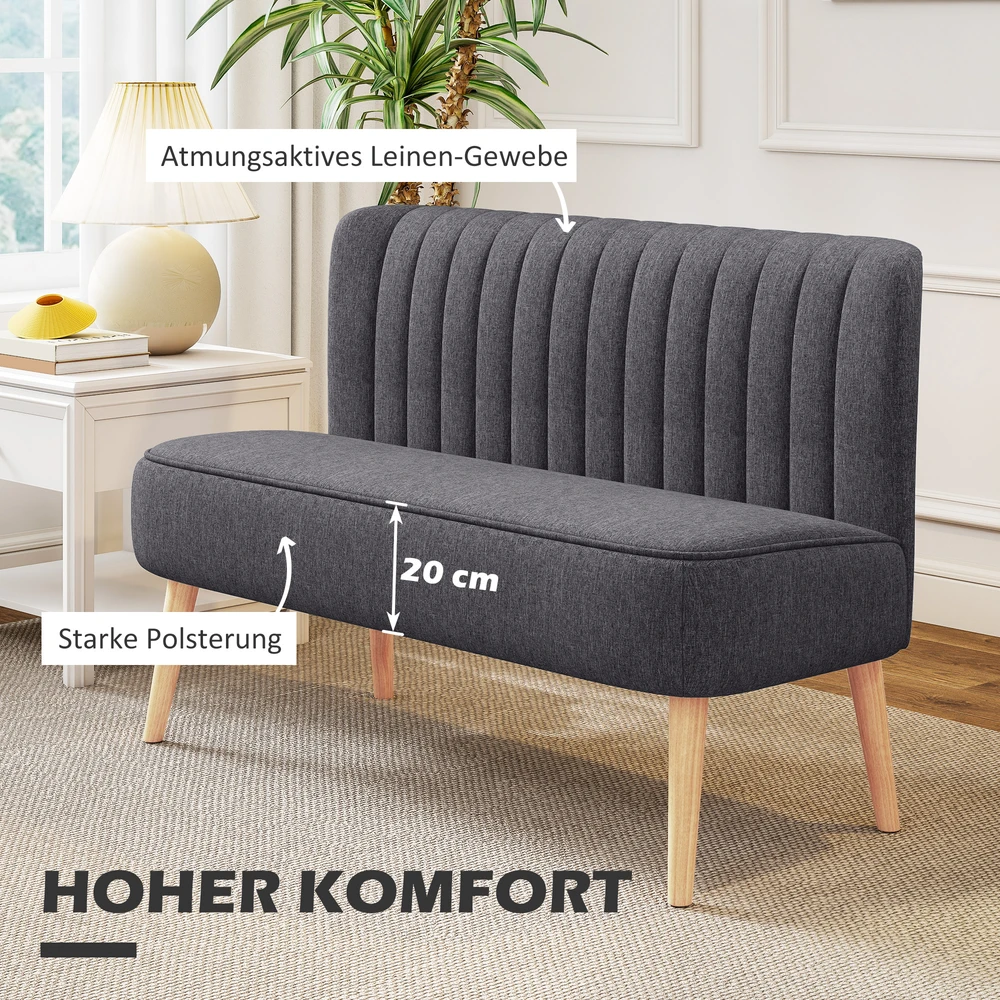 Aosom 2 vietų sofa, tamsiai pilka, 117 x 56,5 x 77 cm