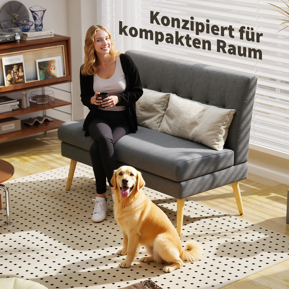 Aosom 2 vietų sofa, tamsiai pilka, 118 x 68 x 90 cm